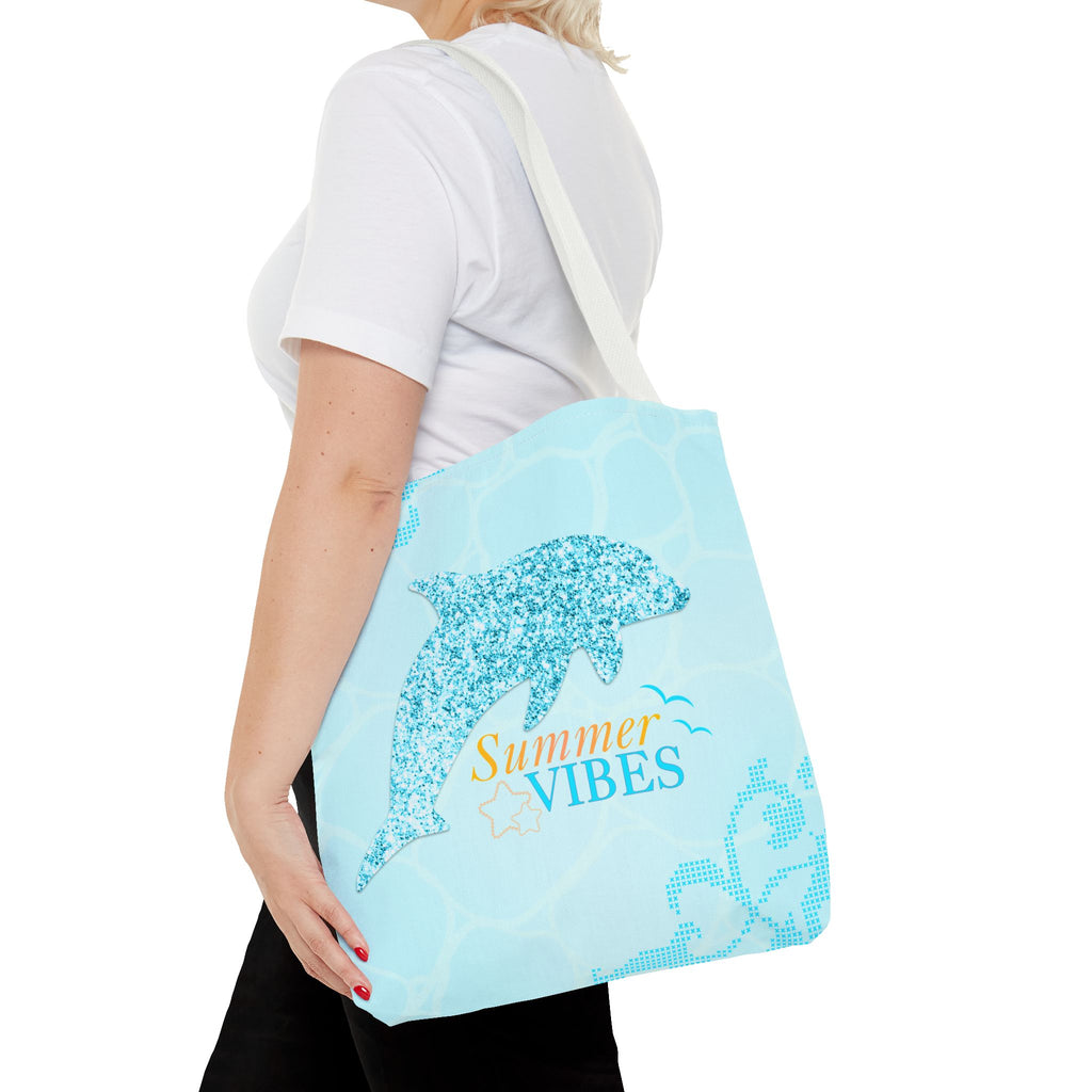 Summer Vibes Dolphin Tote Bag — Beachy Floral All-Over Print