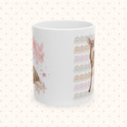 Cute Deer Floral Ceramic Mug — Pastel Woodland Baby Shower Gift (11oz/15oz)