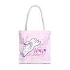 Hoppy Bunny Pink Tote Bag — Cute Easter Bunny All-Over Print